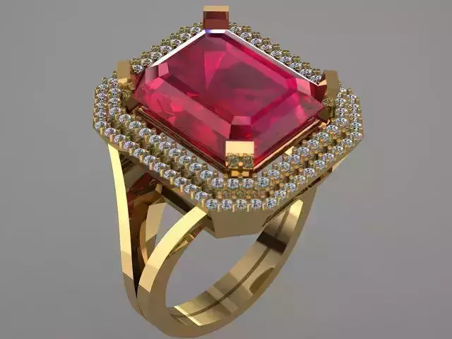Unisex Ruby Golden Ring  3D print model