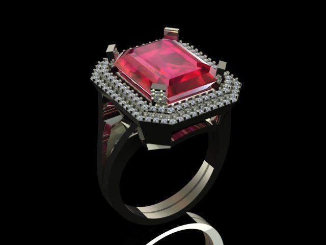 Unisex Ruby Golden Ring  3D print model_3