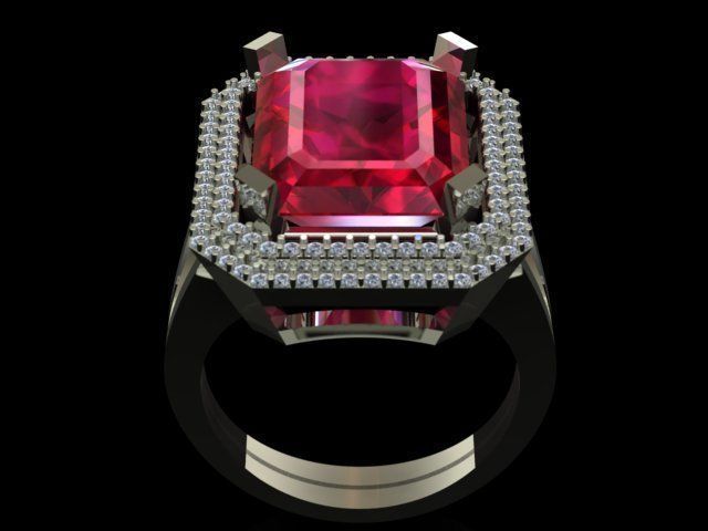 Unisex Ruby Golden Ring  3D print model_1