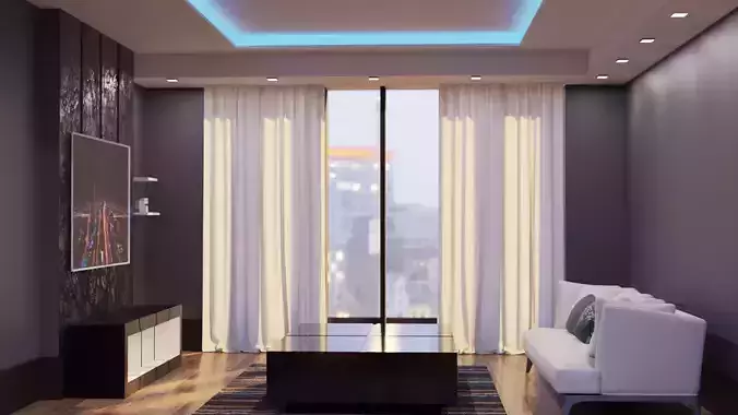 3D LIVING ROOM RENDER 