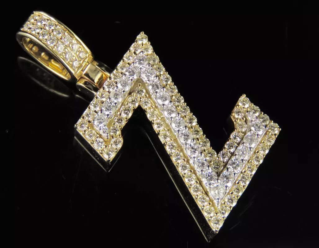 Latter Z letter pendant gold with diamonds 3D print model