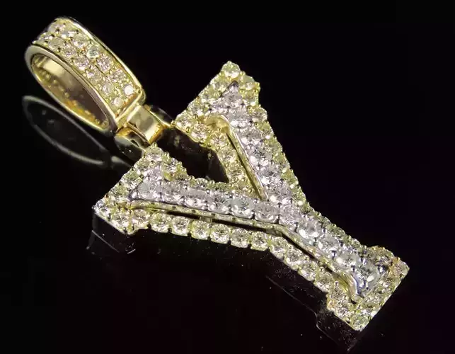 Latter Y gold letter pendant with diamonds