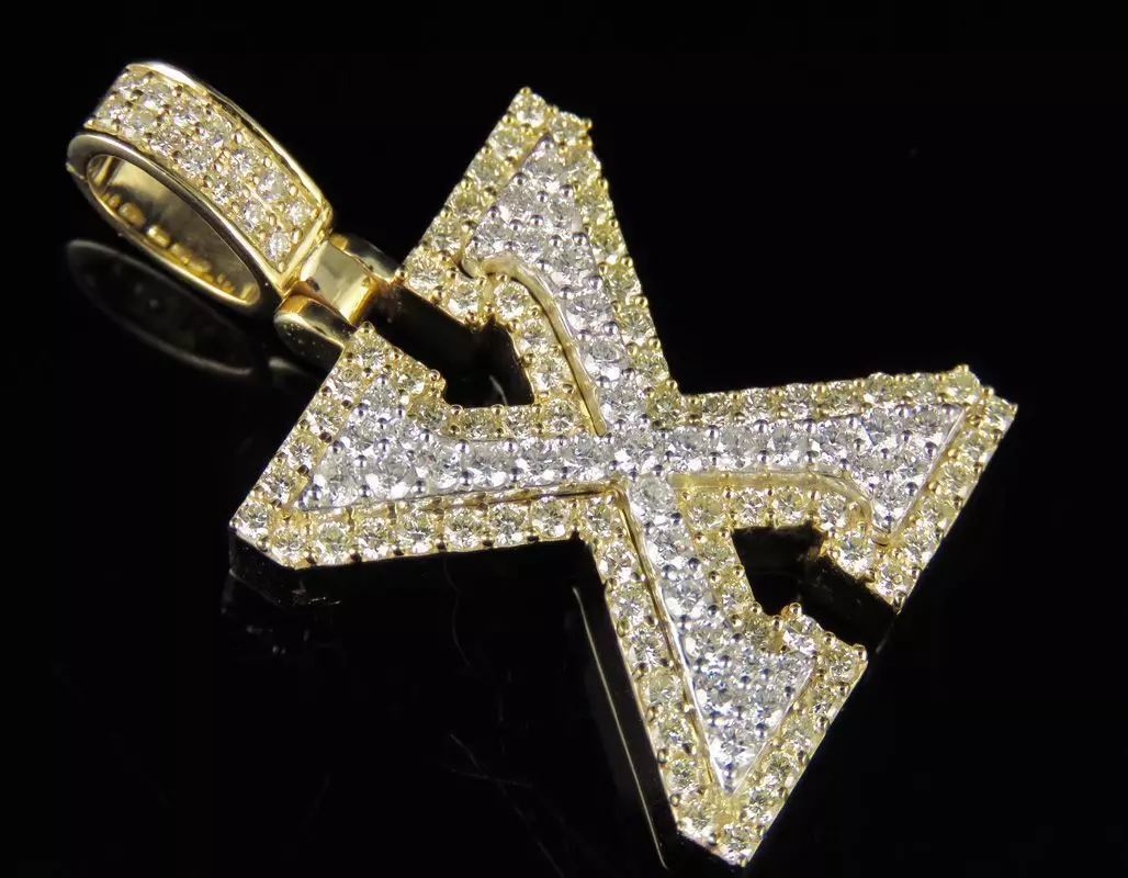 Latter X letter pendant gold with diamonds 3D print model