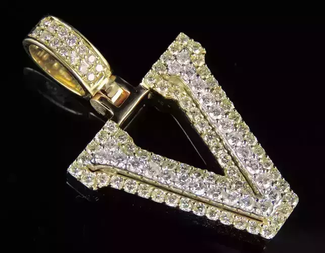 Latter V diamond pendant gold