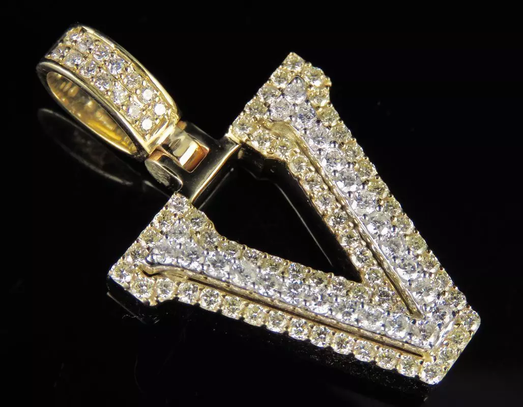Latter V diamond pendant gold 3D print model