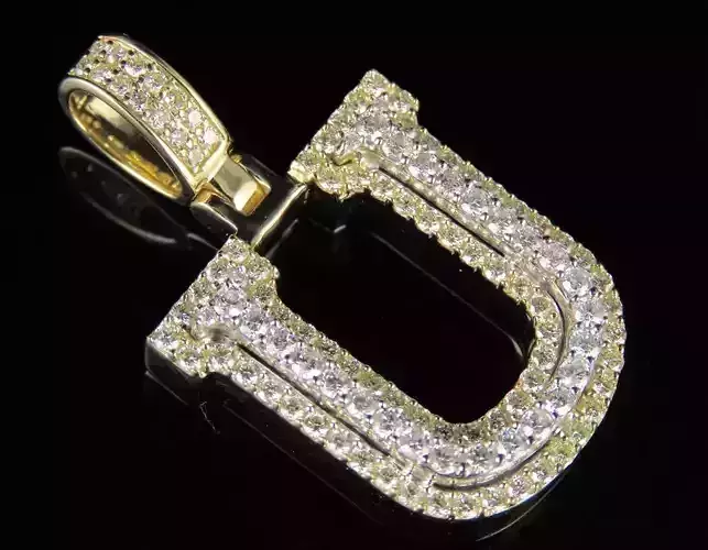 Latter U letter j pendant gold with diamonds