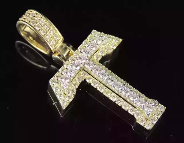 Latter T cz gold letter pendant with diamonds 3D print model