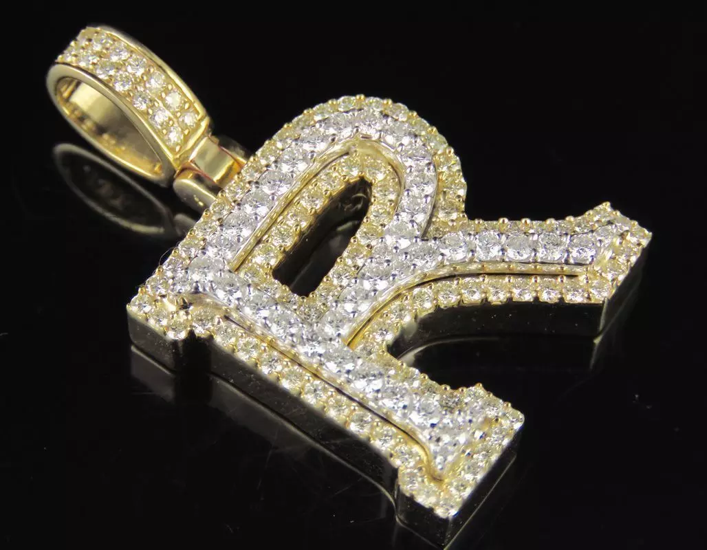 Latter R letter s pendant gold with diamonds 3D print model