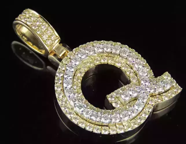 Latter Q gold and diamond pendant with letter 3D print model