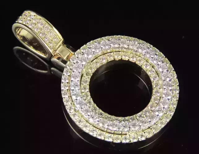 Latter O gold circle pendant with diamonds 3D print model