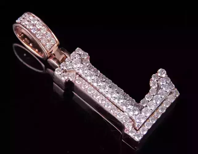 Latter L gold letter pendant with diamonds 3D print model