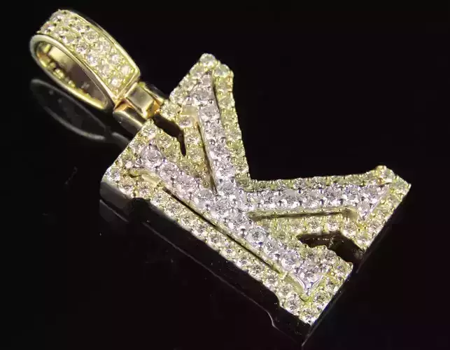 Latter K letter pendant gold with diamonds 3D print model