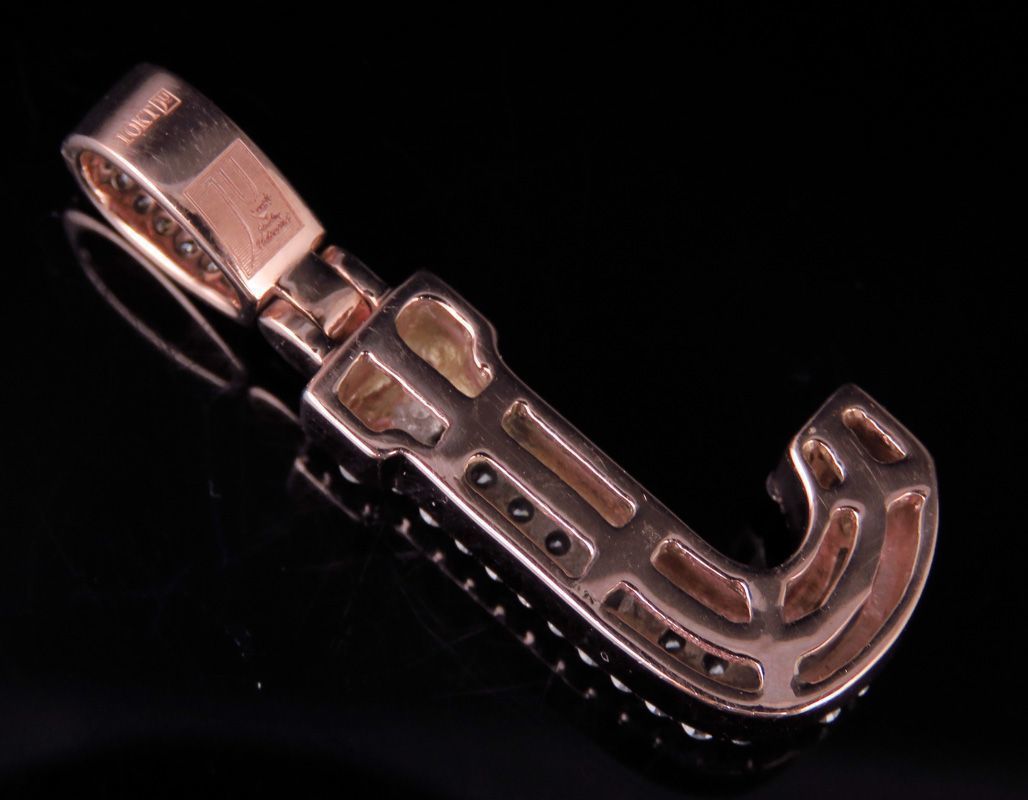 Latter J pendant gold with diamonds 3D print model_6