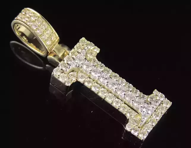 Latter I gold letter pendant with diamonds 3D print model