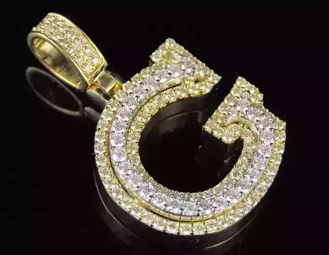 Latter G letter pendant gold with diamonds 3D print model