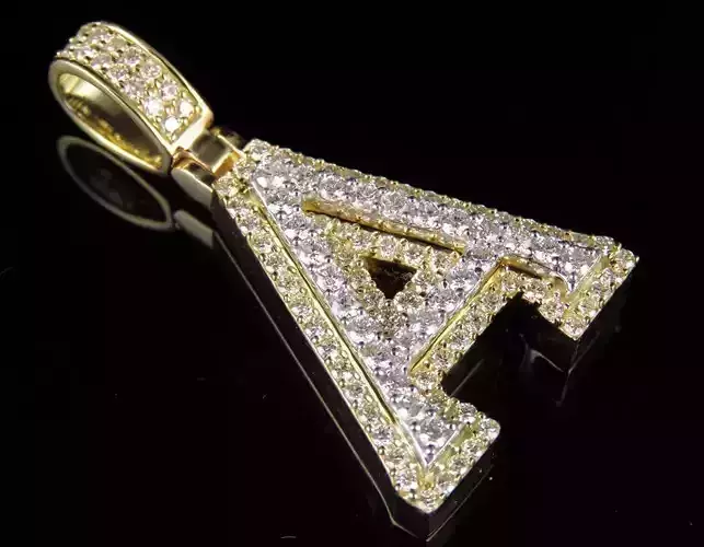Latter A gold letter pendant with diamonds 3D print model