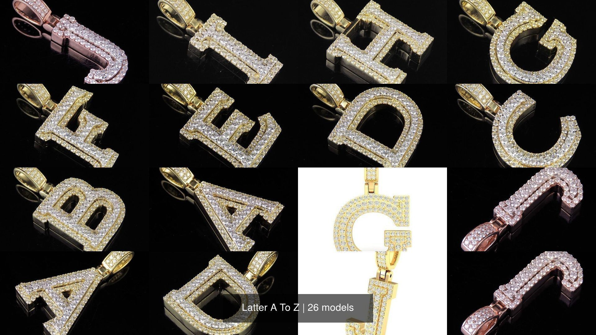 All Capital Latter A To Z 3dm and stl render detail 3D Model Collection_3