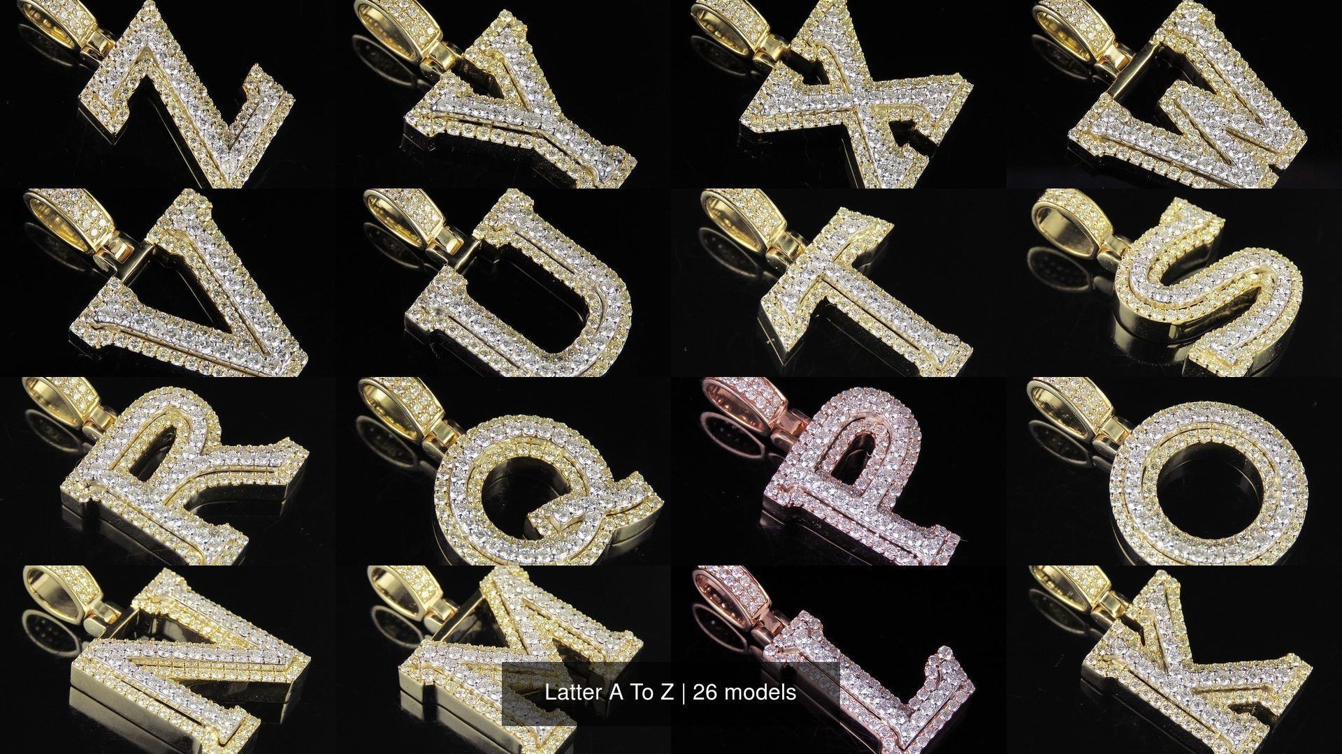 All Capital Latter A To Z 3dm and stl render detail 3D Model Collection_1