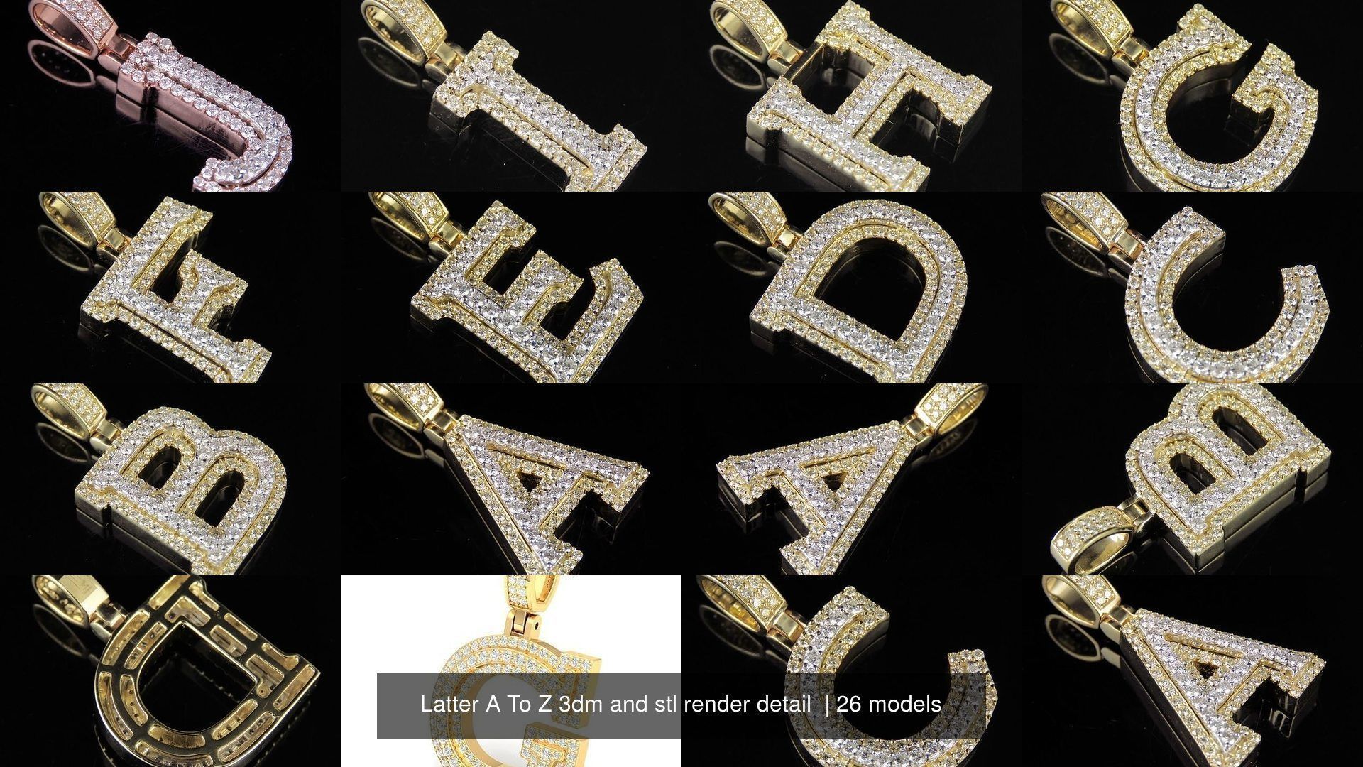 All Capital Latter A To Z 3dm and stl render detail 3D Model Collection_2