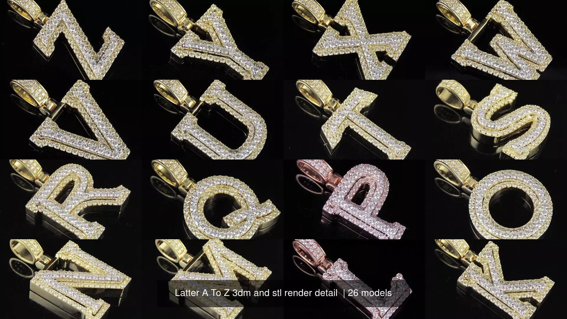 All Capital Latter A To Z 3dm and stl render detail 3D Model Collection_0