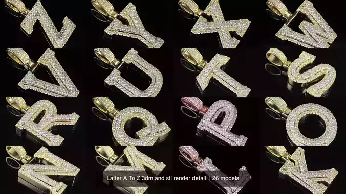 All Capital Latter A To Z 3dm and stl render detail  3D Model Collection