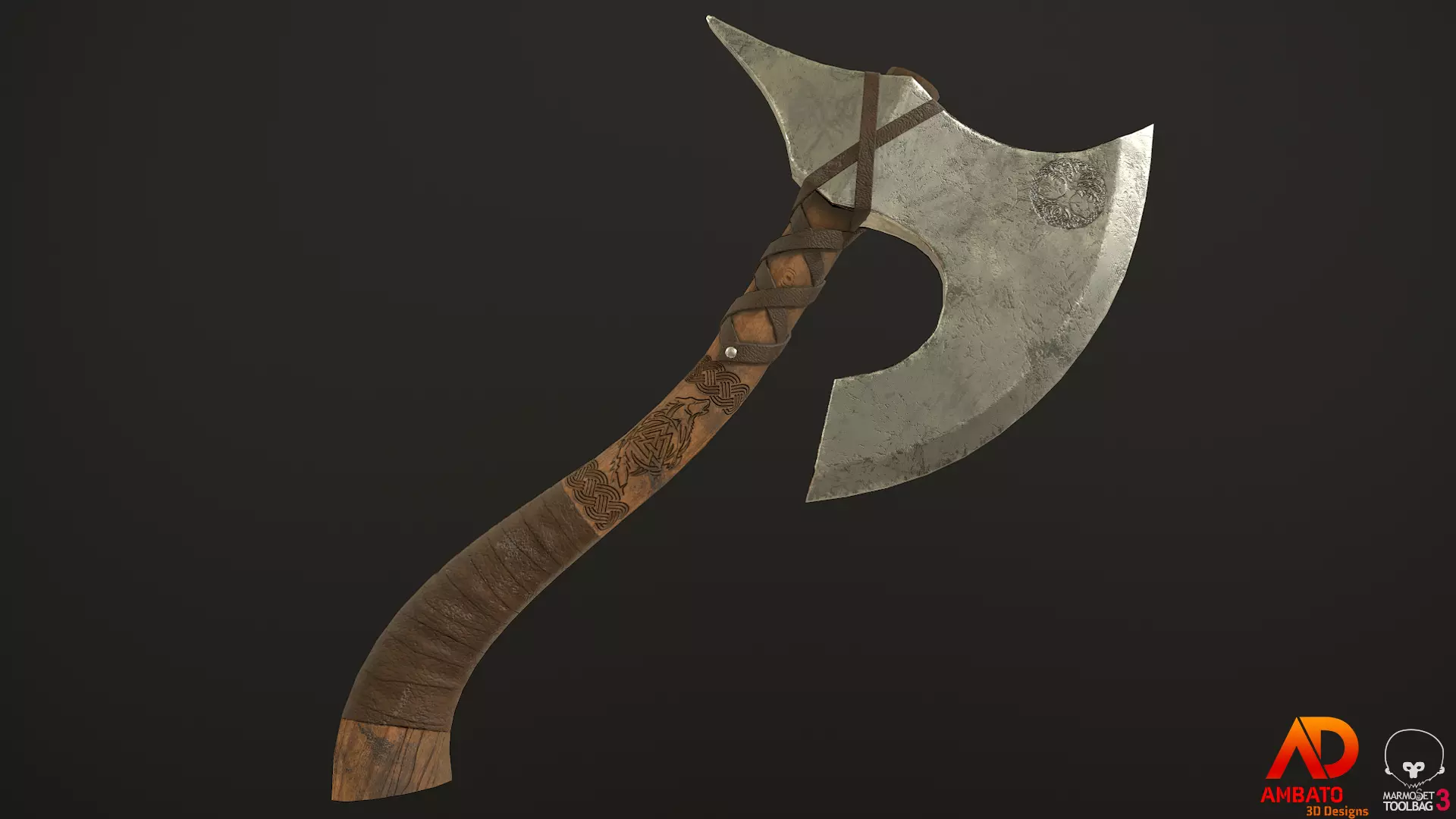 Viking Axe Low-poly 3D model_0