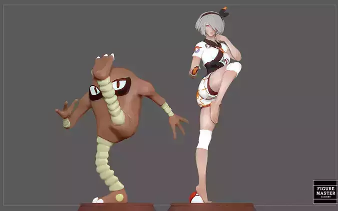 BEA POKEMON TRAINER CUTE GIRL HITMONLEE ANIME CHARACTER 3D print model