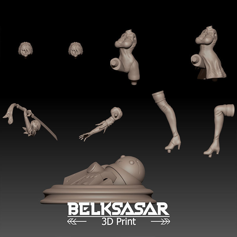 2B Fanart 4 variants 3D print model_40