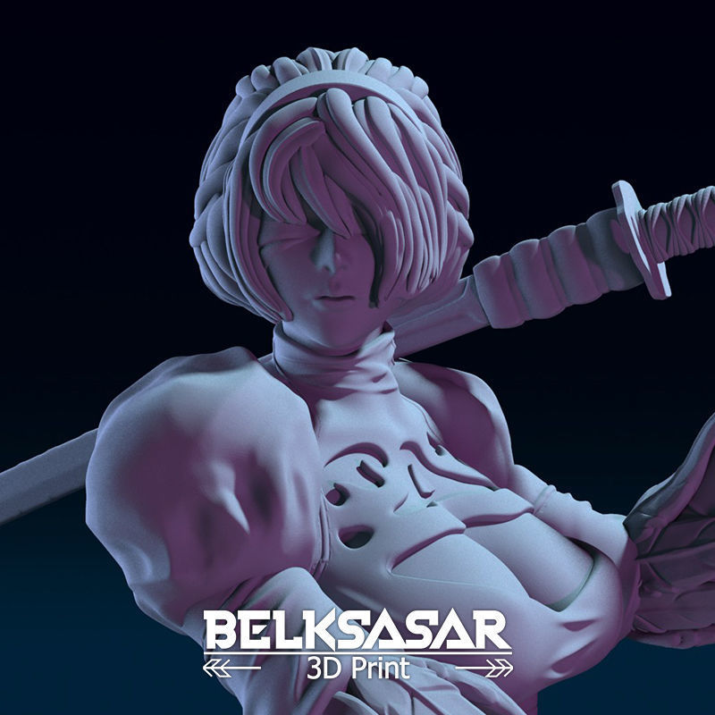 2B Fanart 4 variants 3D print model_23