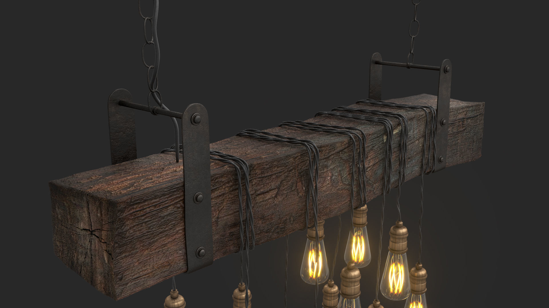 Edison Bulb Lamp Loft Chandelier set 01  3D model_13