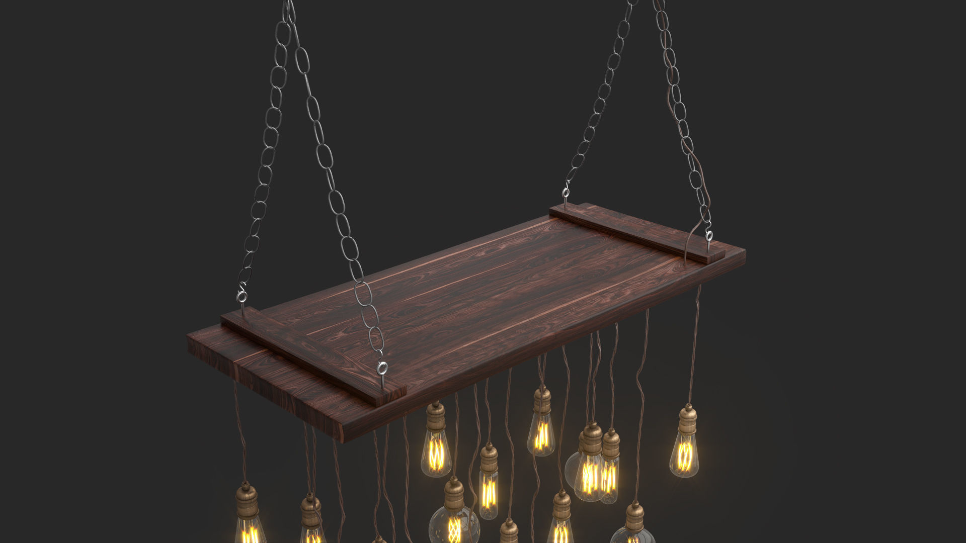 Edison Bulb Lamp Loft Chandelier set 01  3D model_5