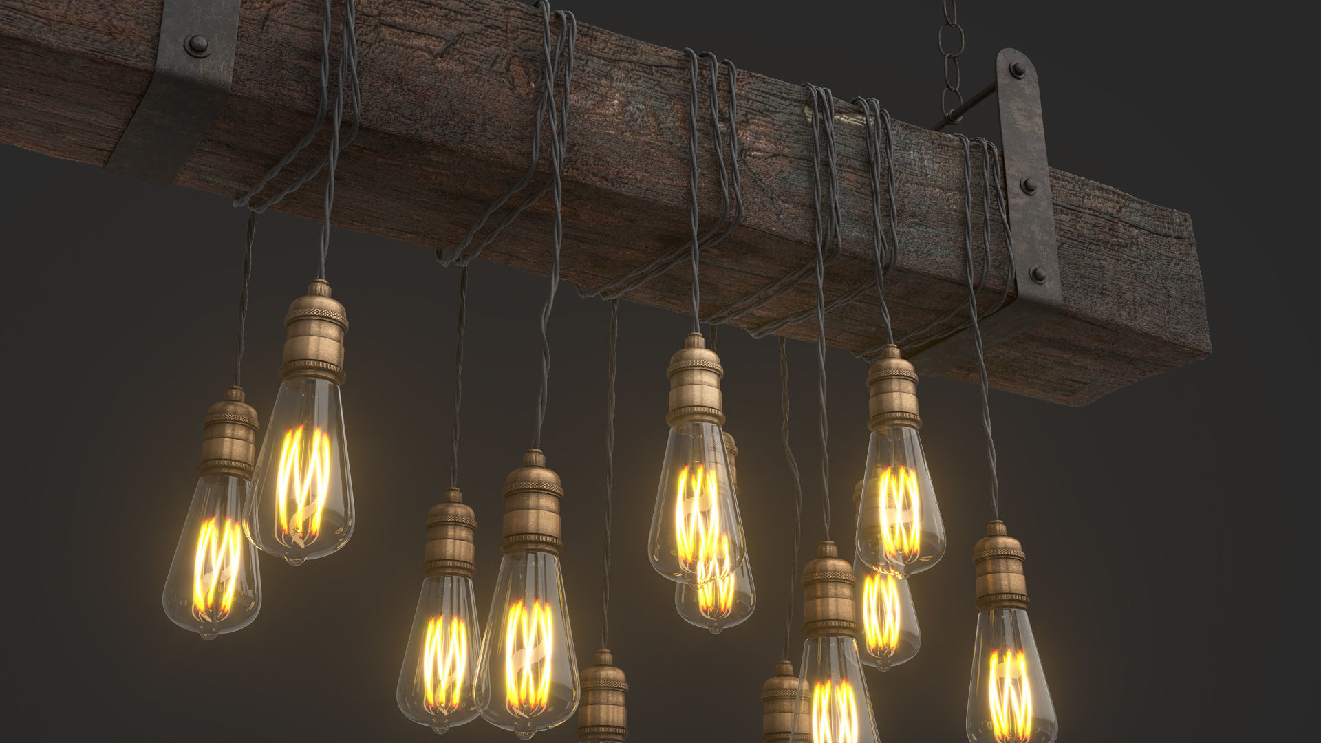 Edison Bulb Lamp Loft Chandelier set 01  3D model_15