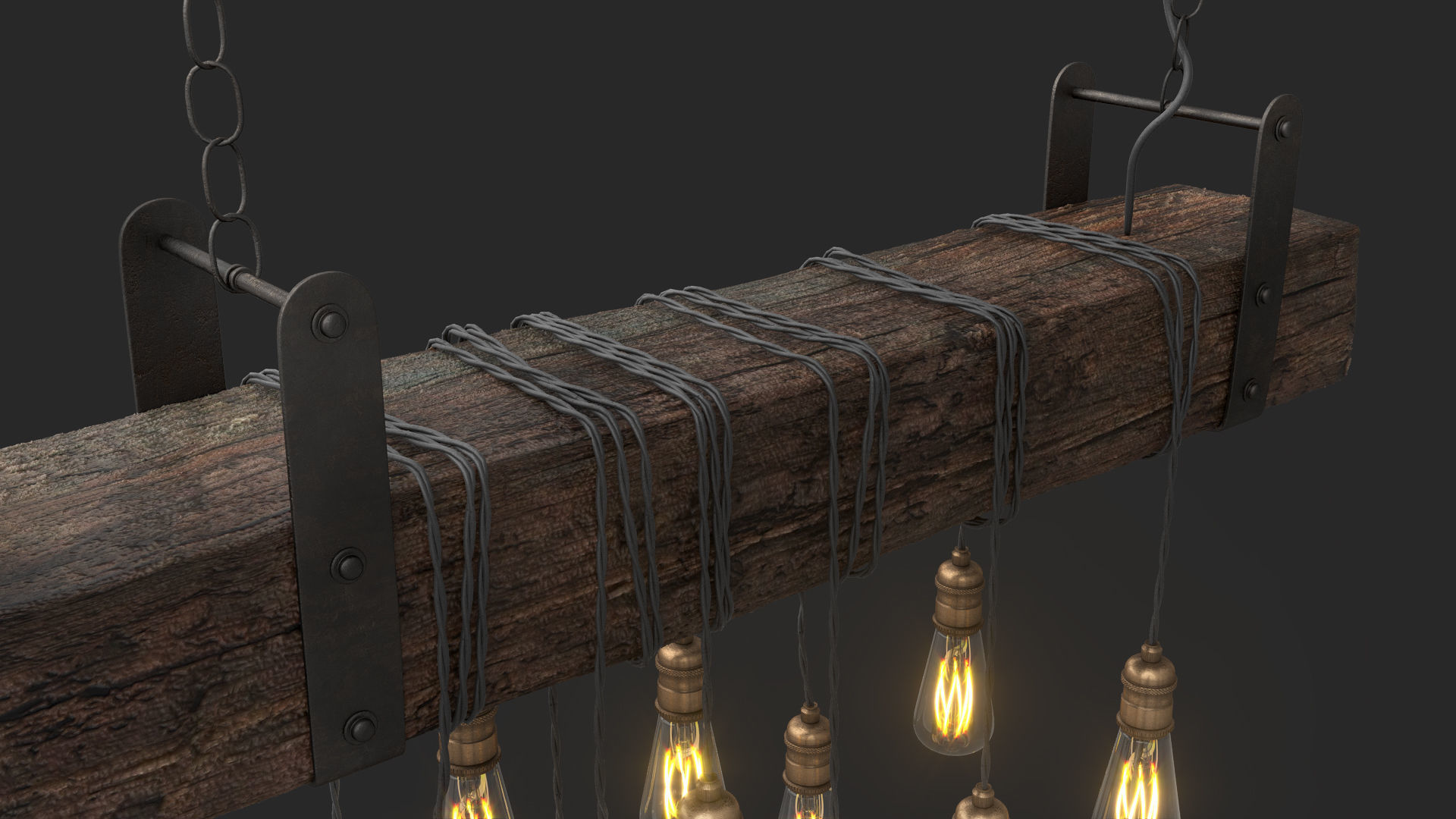 Edison Bulb Lamp Loft Chandelier set 01  3D model_14