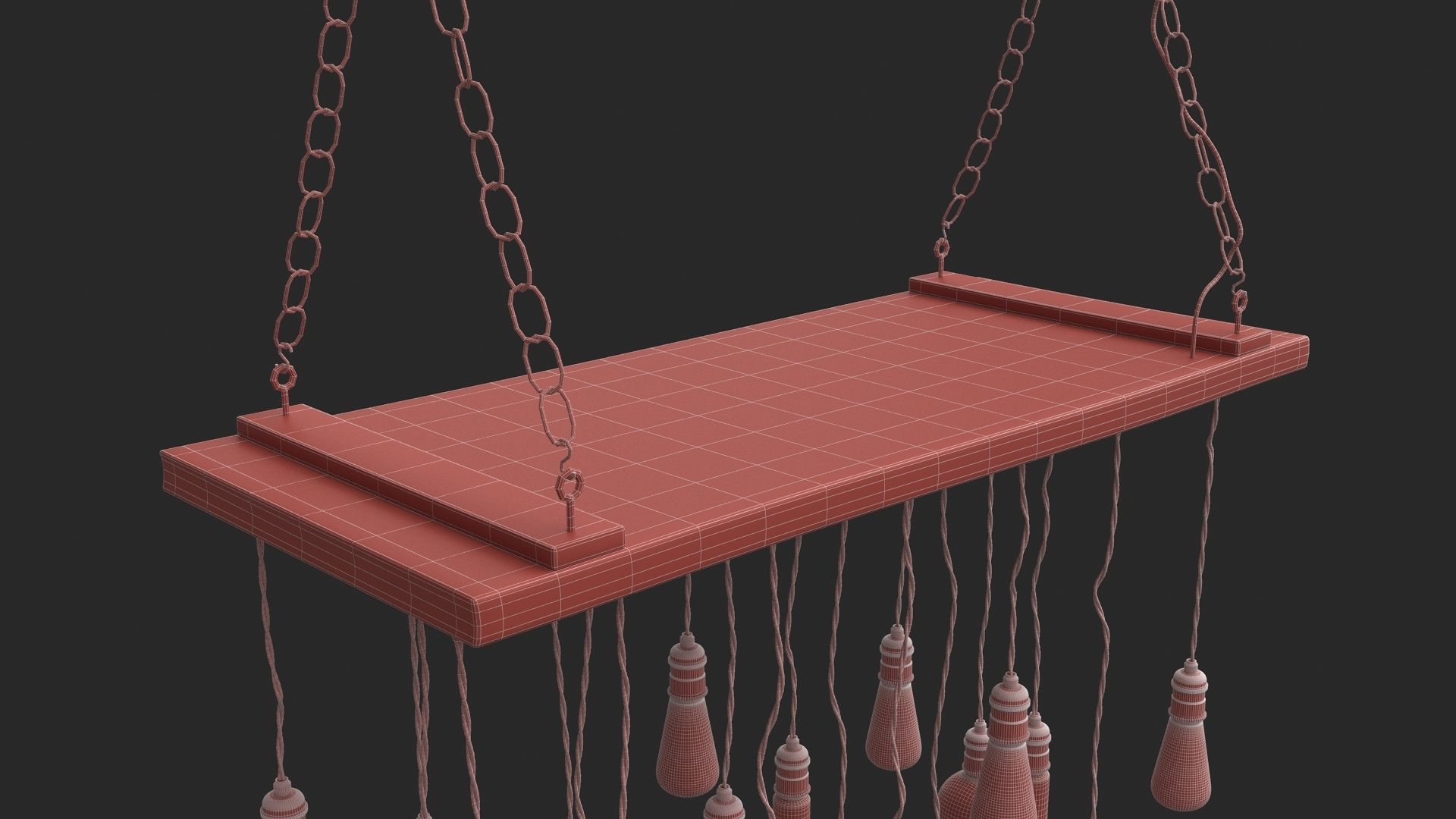 Edison Bulb Lamp Loft Chandelier set 01  3D model_16