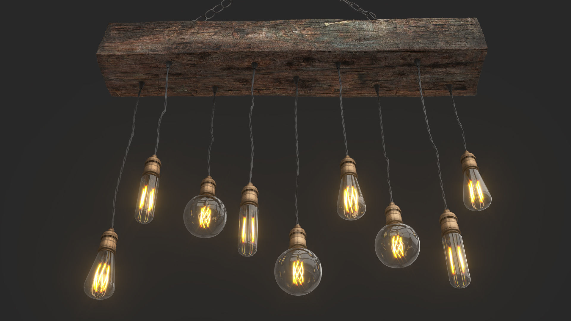 Edison Bulb Lamp Loft Chandelier set 01  3D model_11