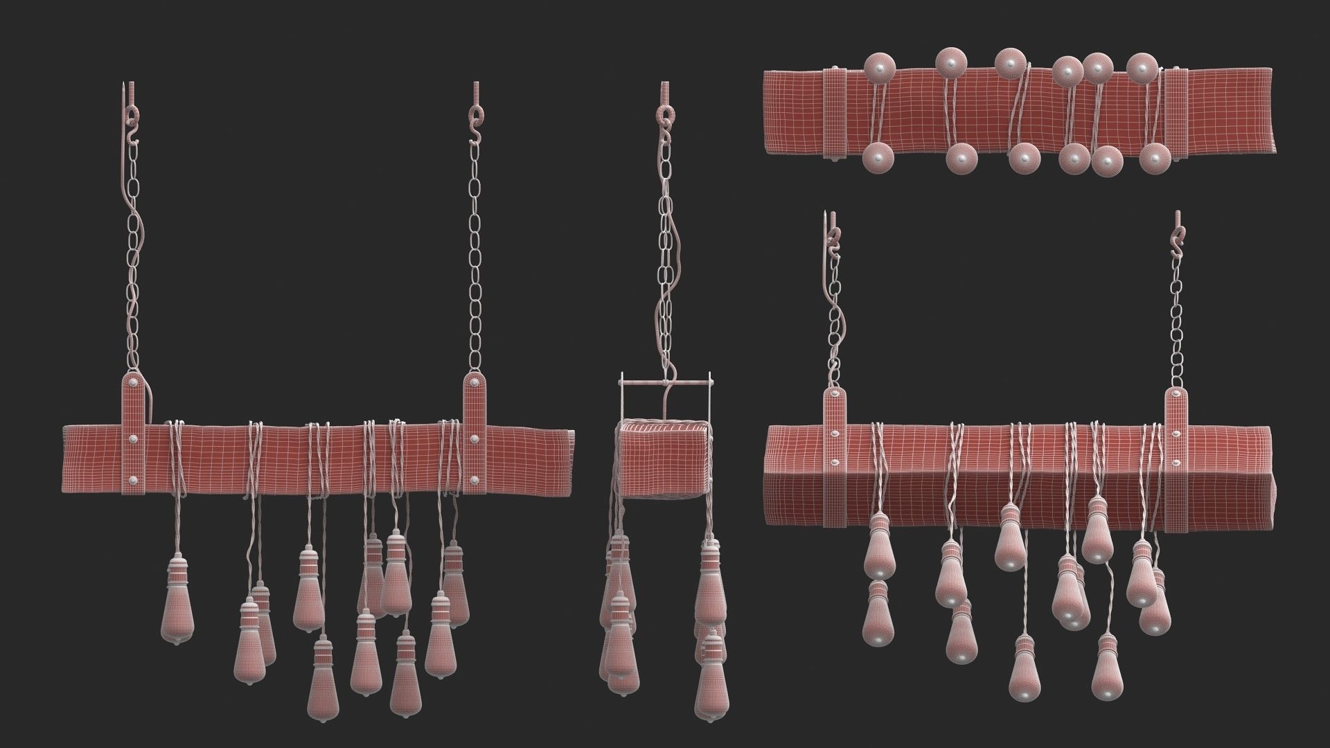 Edison Bulb Lamp Loft Chandelier set 01  3D model_21