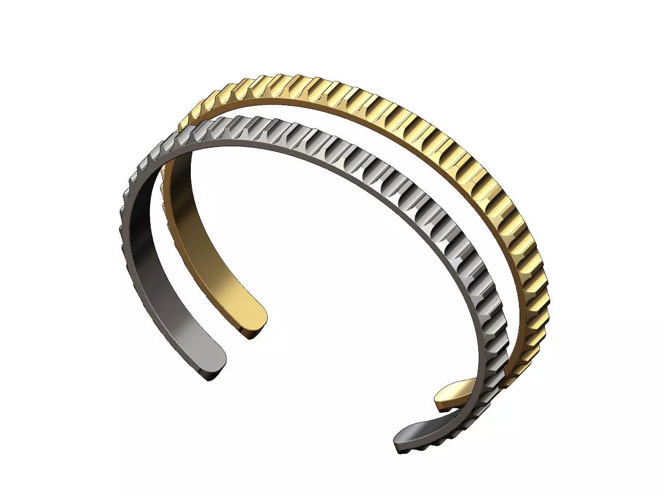 Simple chamfered sides fluted cuff bracelet 3D print model