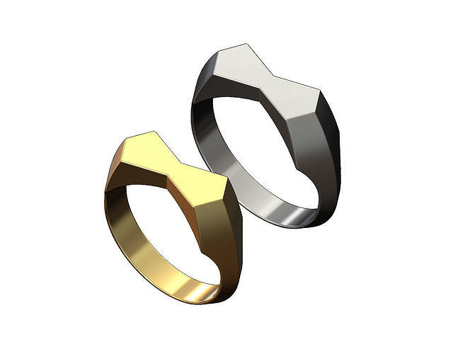 Tapered rectangular signet ring 3D print model