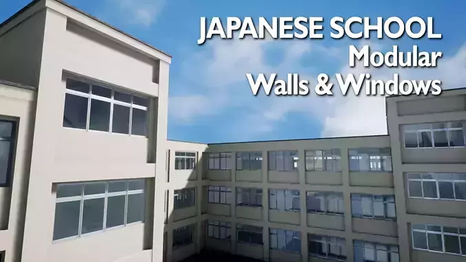 DEPRECATED Modular Japanese School - 36 Assets Pack Low-poly 3D model