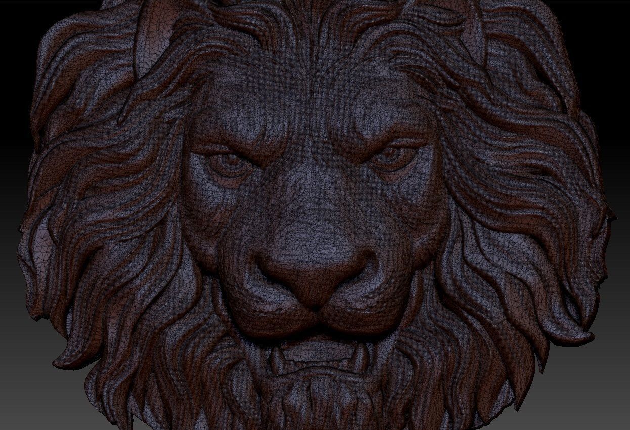 lion head 3D print model_5