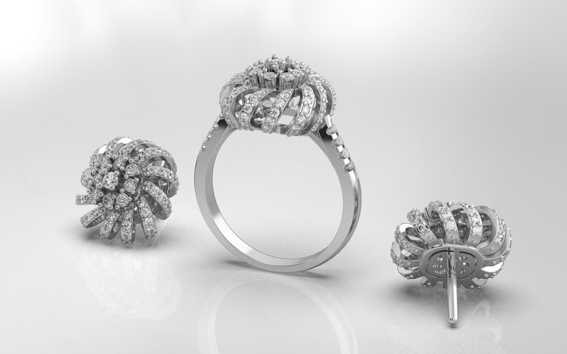 New 2021 ring and earring set  3D print model_1