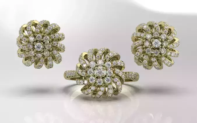 New 2021 ring and earring set  3D print model