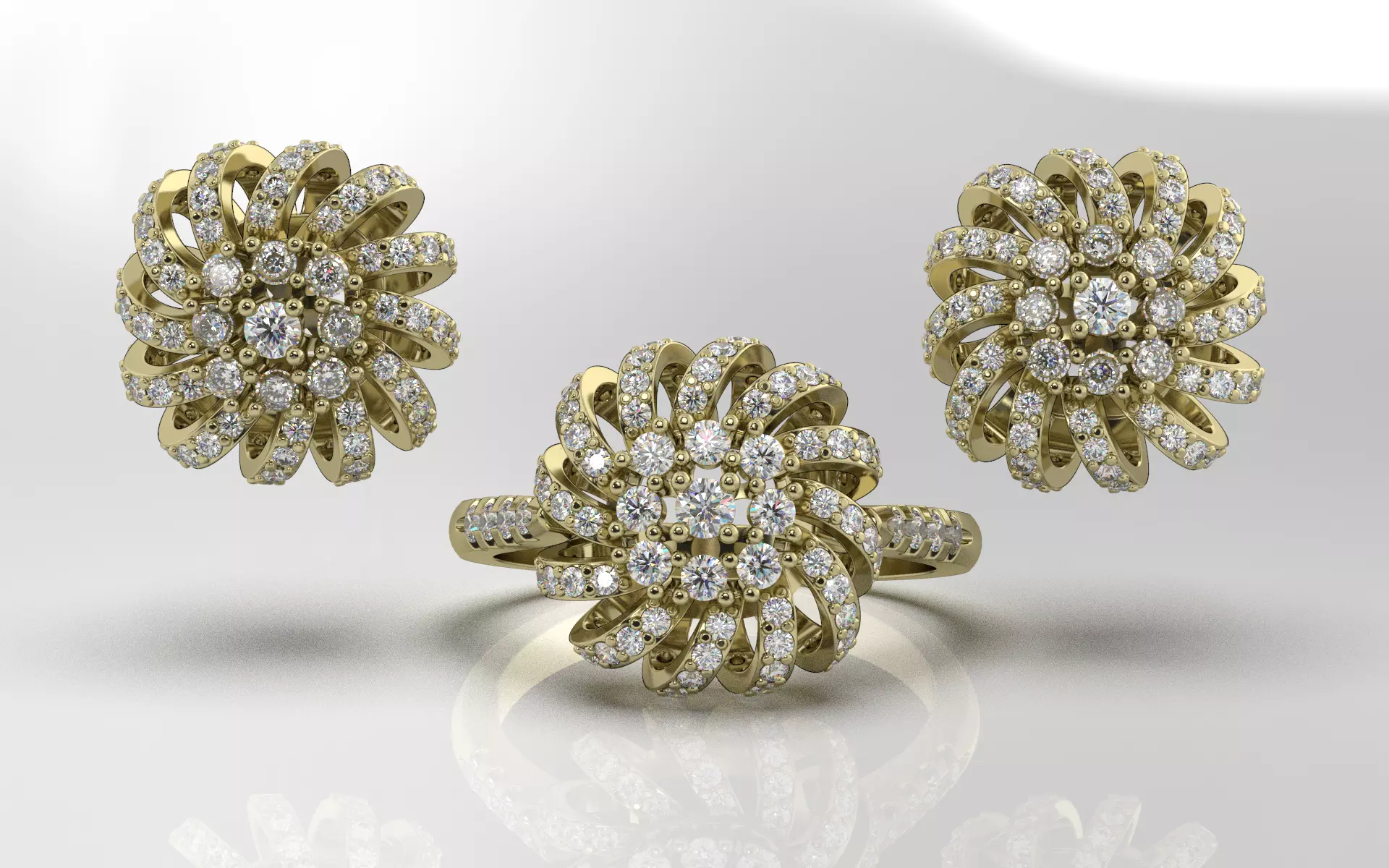 New 2021 ring and earring set  3D print model_0