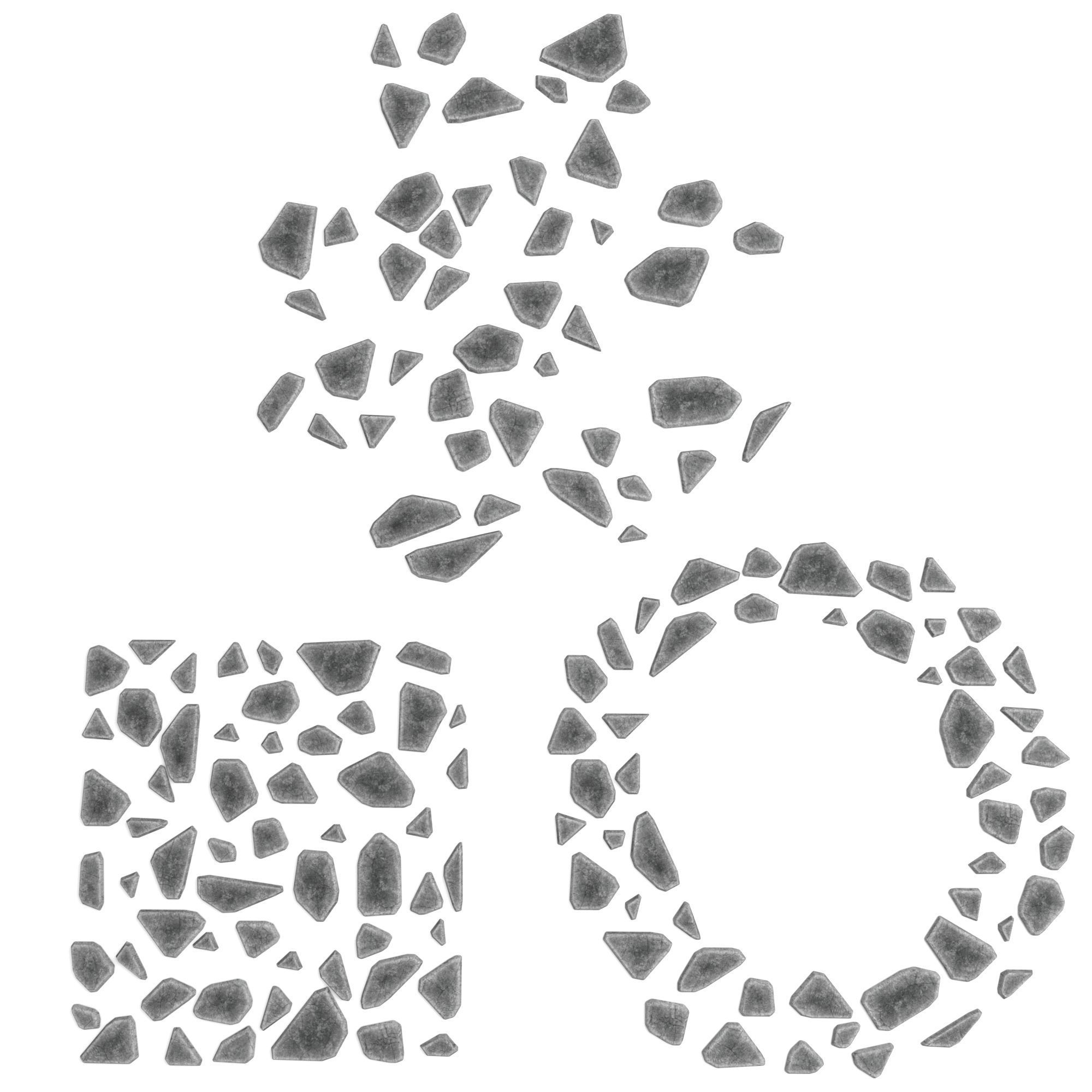 stone pathway 3 types 3D model Low-poly 3D model_1