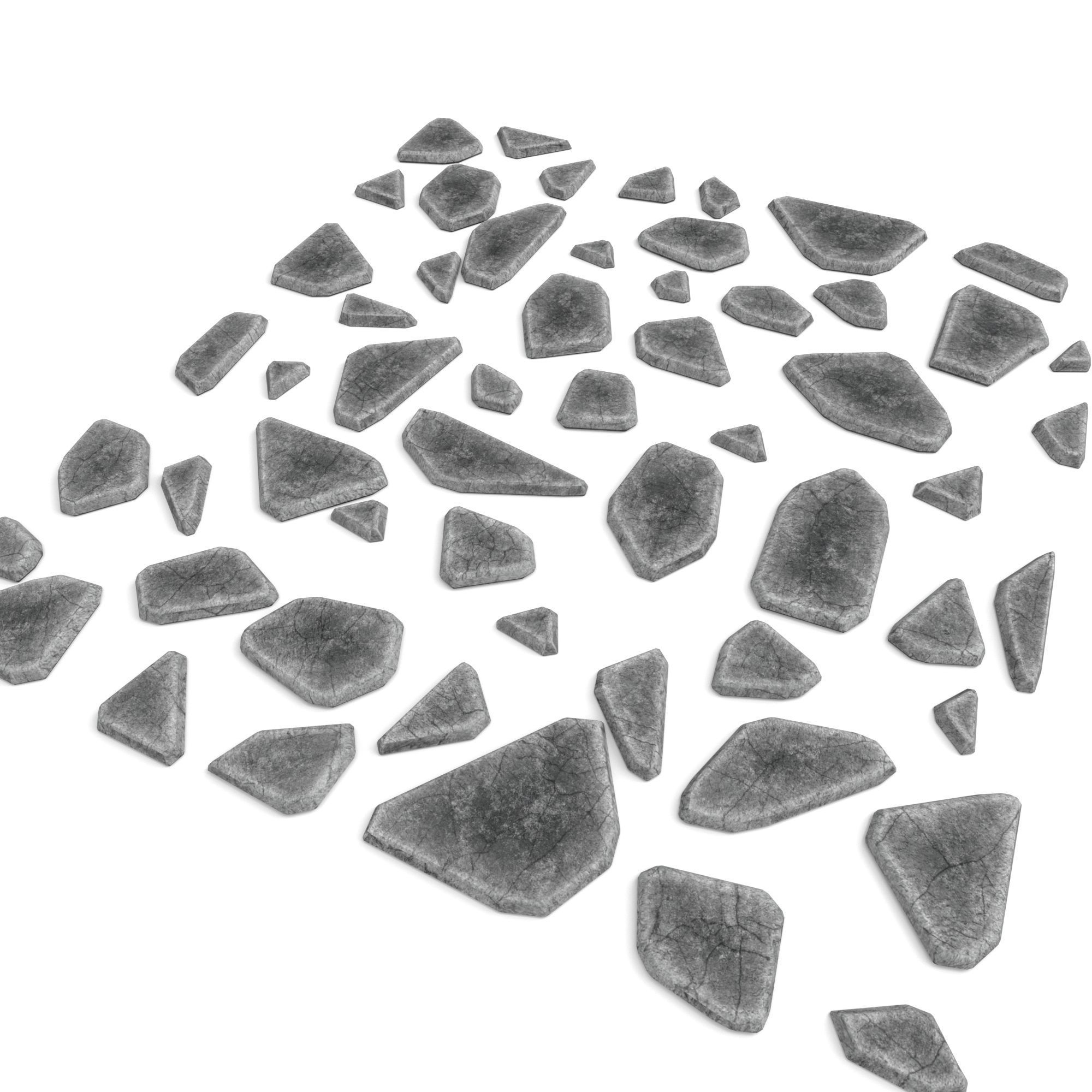 stone pathway 3 types 3D model Low-poly 3D model_4