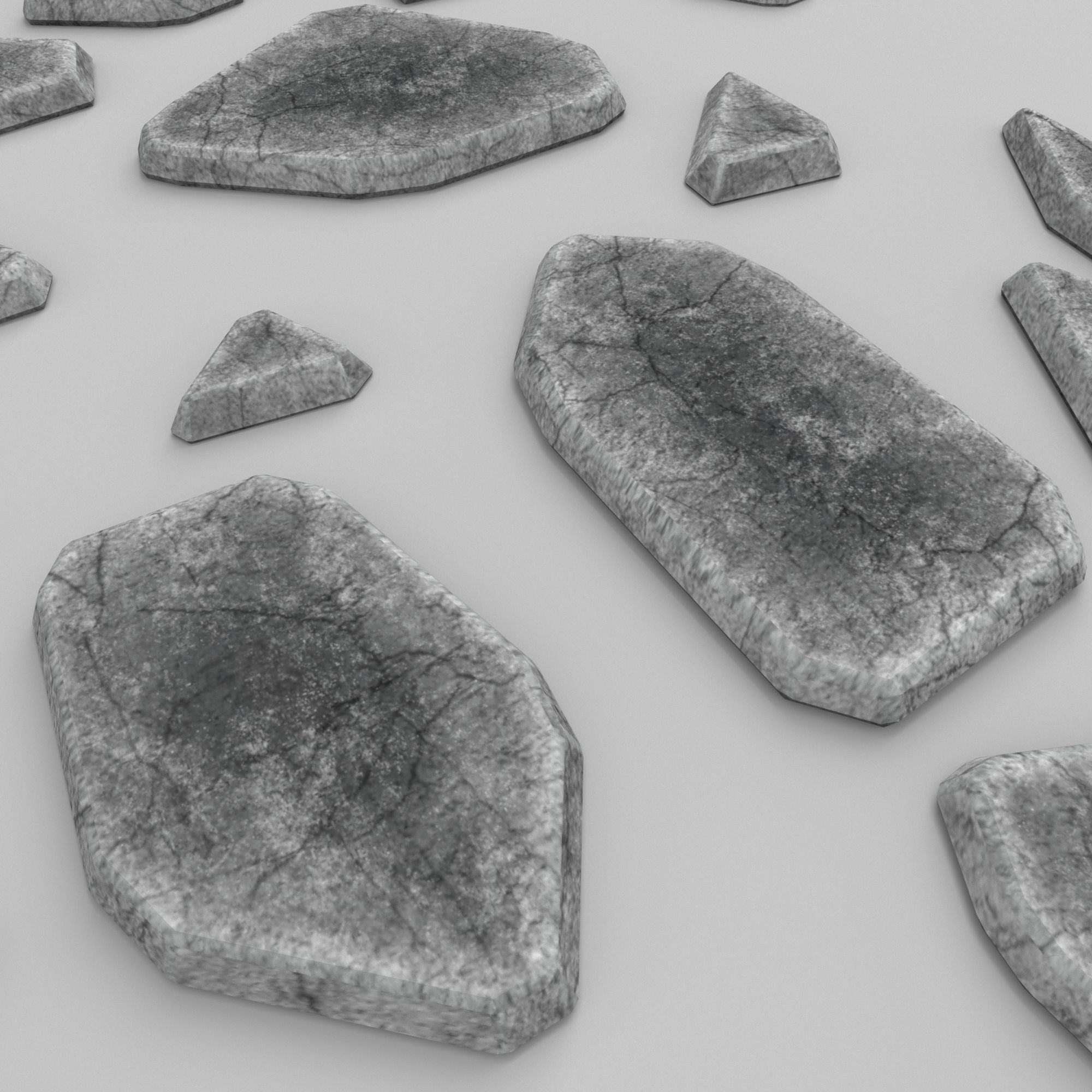 stone pathway 3 types 3D model Low-poly 3D model_5