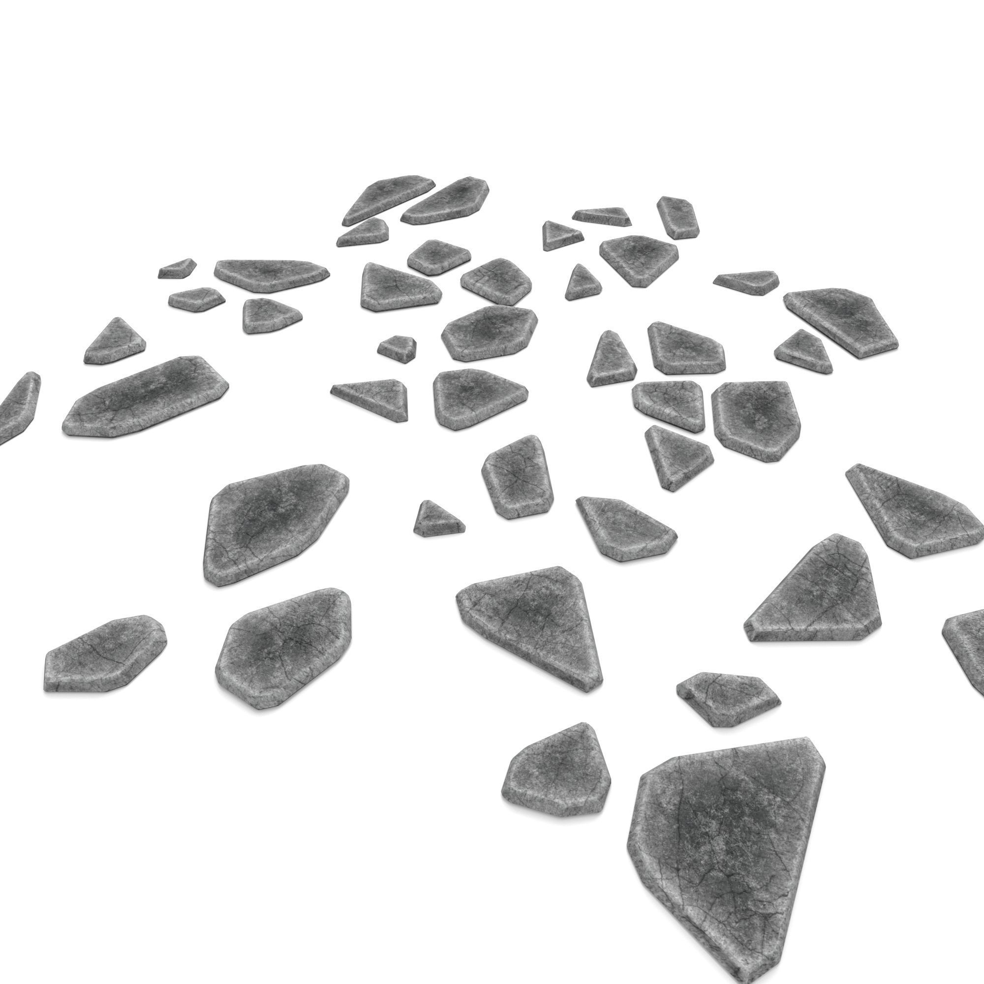 stone pathway 3 types 3D model Low-poly 3D model_3