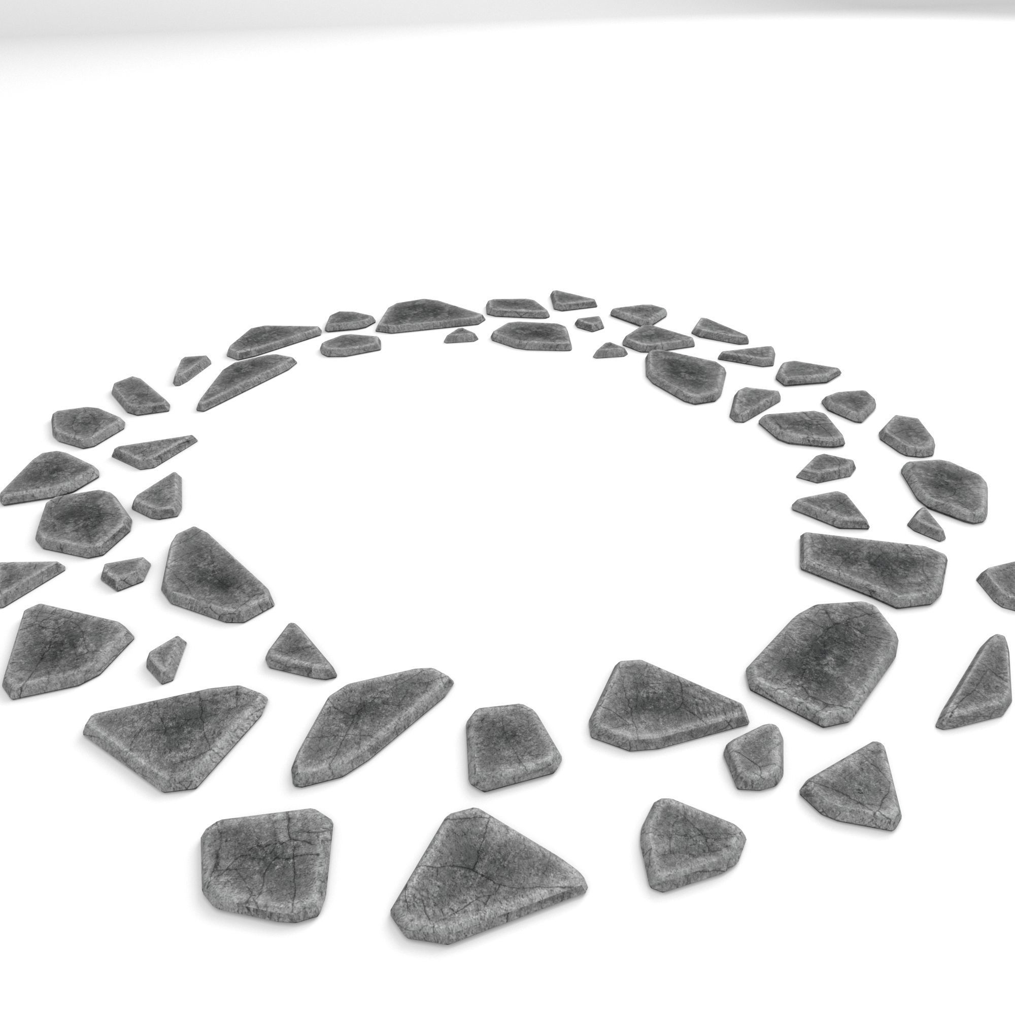 stone pathway 3 types 3D model Low-poly 3D model_2