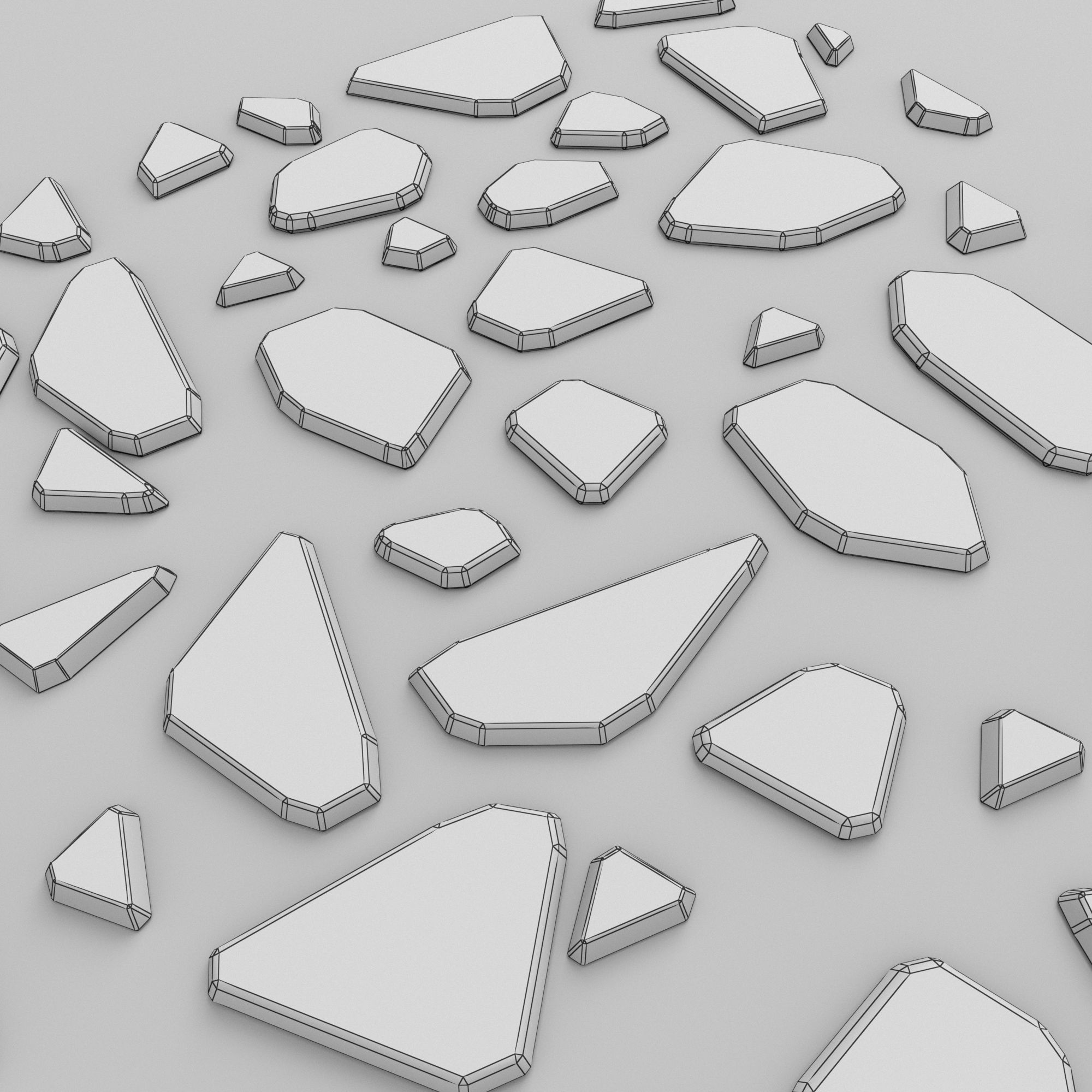 stone pathway 3 types 3D model Low-poly 3D model_6