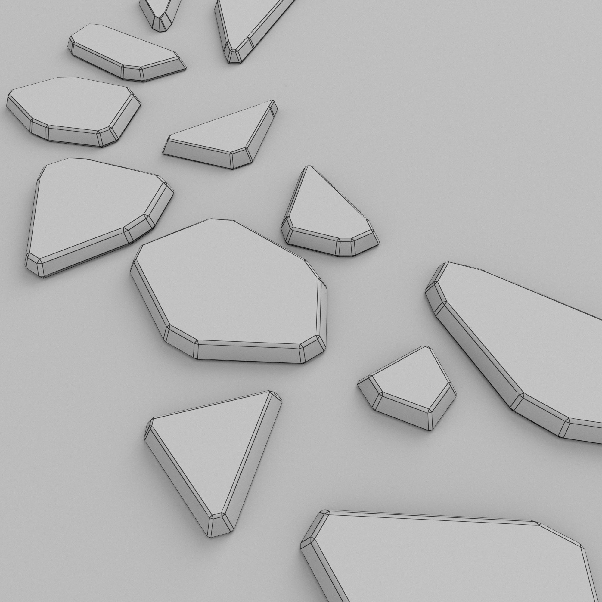 stone pathway 3 types 3D model Low-poly 3D model_7